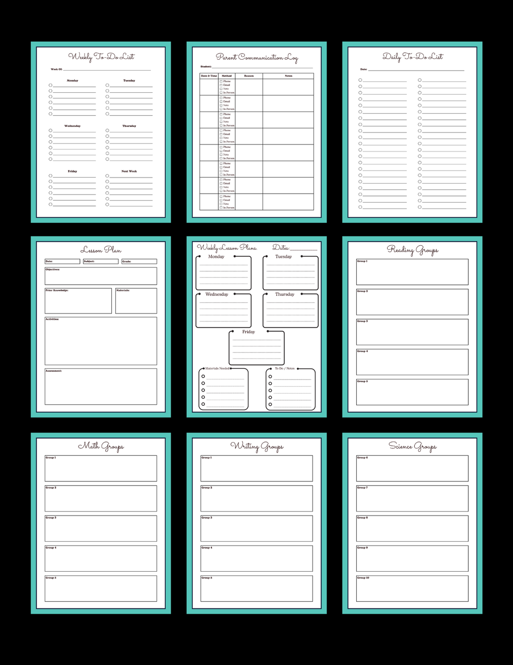 Teacher Planner & Substitute Information Binder | 47-Page Printable Teacher Planner | Editable Classroom Organization Planner | Instant Digital Download
