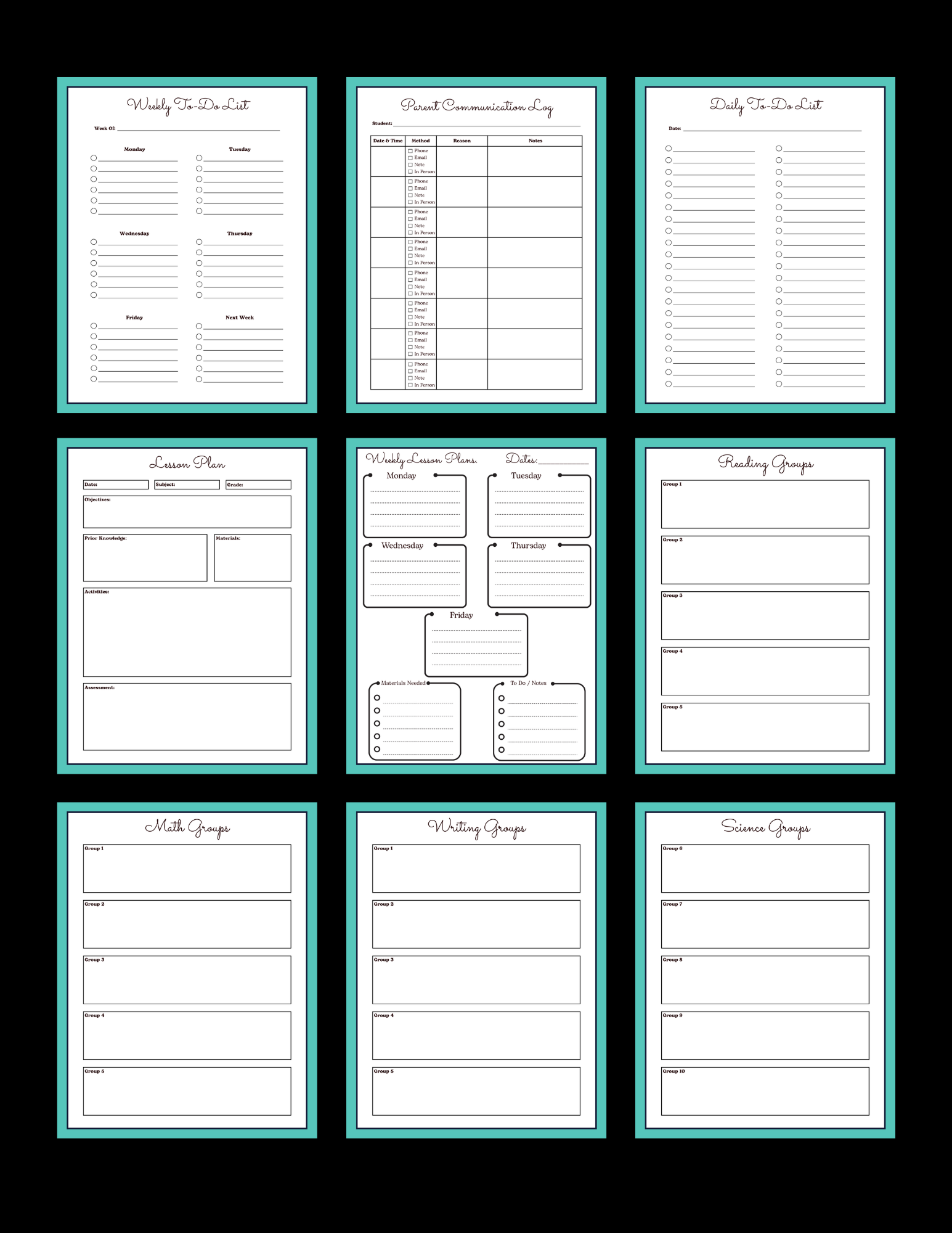 Teacher Planner & Substitute Information Binder | 47-Page Printable Teacher Planner | Editable Classroom Organization Planner | Instant Digital Download