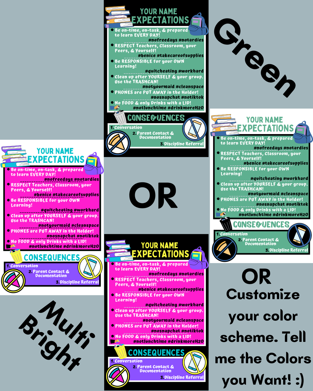 Personalized Classroom Expectations Poster | Custom Classroom Rules Sign | Teacher Classroom Decor | Printable Digital Download