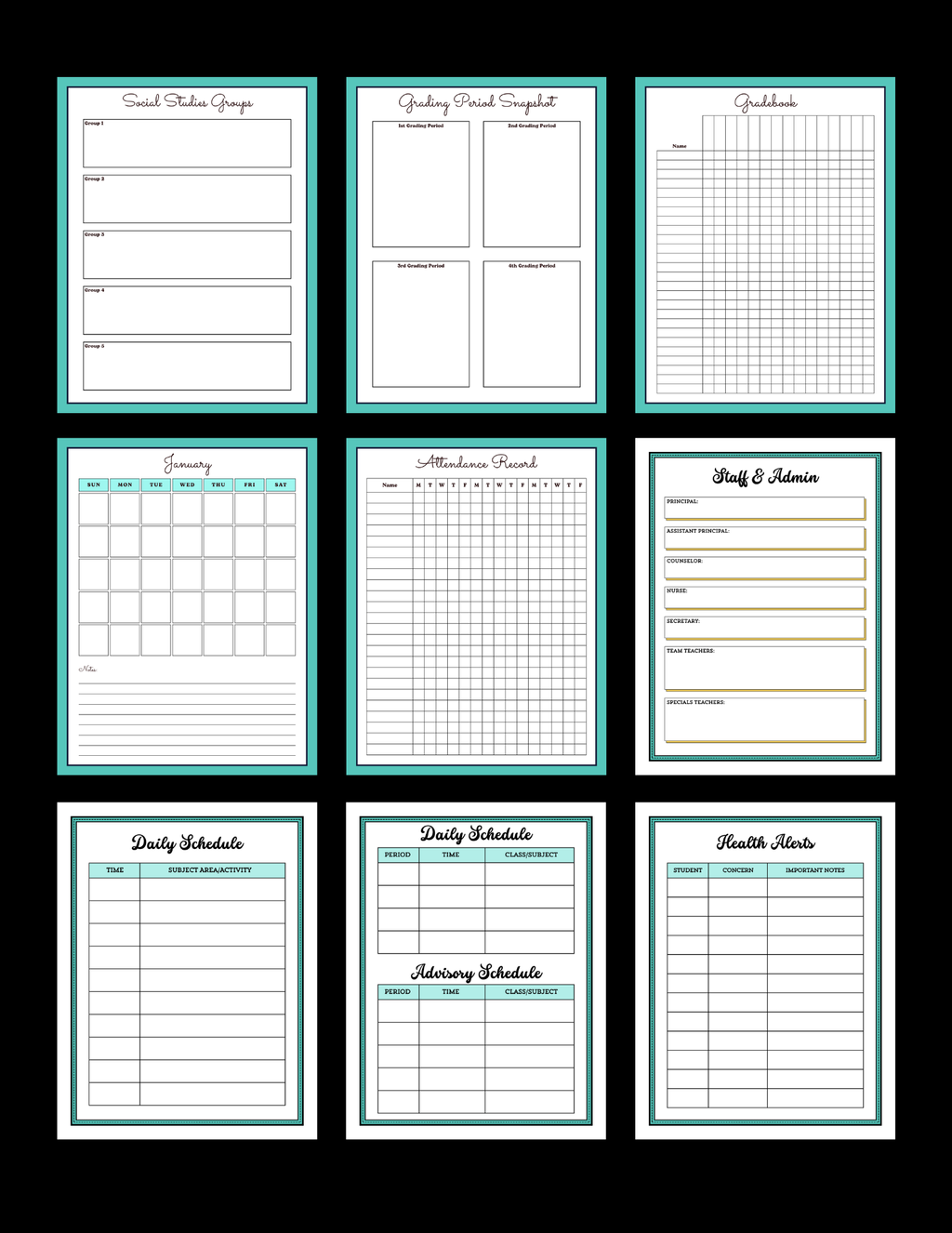 Teacher Planner & Substitute Information Binder | 47-Page Printable Teacher Planner | Editable Classroom Organization Planner | Instant Digital Download