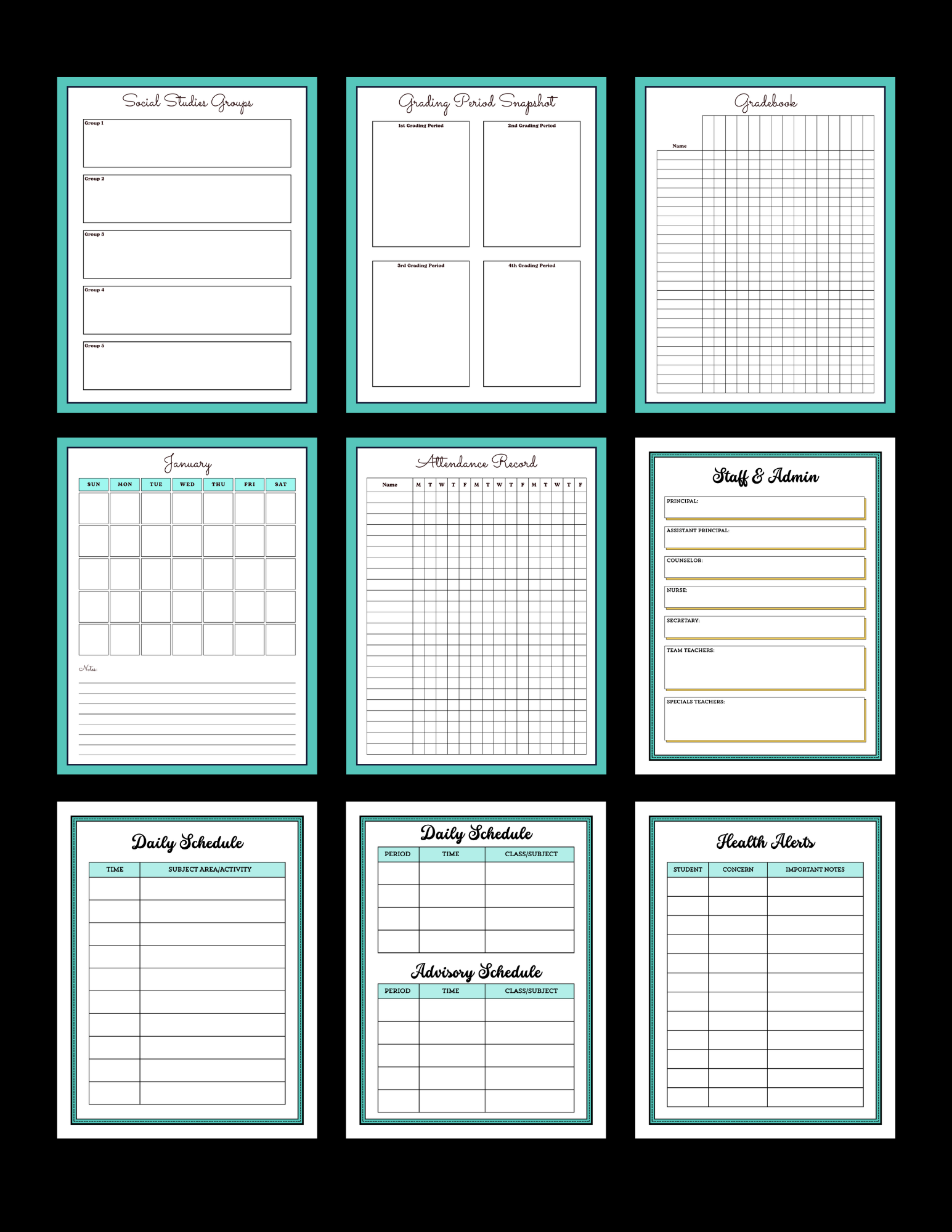 Teacher Planner & Substitute Information Binder | 47-Page Printable Teacher Planner | Editable Classroom Organization Planner | Instant Digital Download