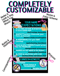 Personalized Classroom Expectations Poster | Custom Classroom Rules Sign | Teacher Classroom Decor | Printable Digital Download