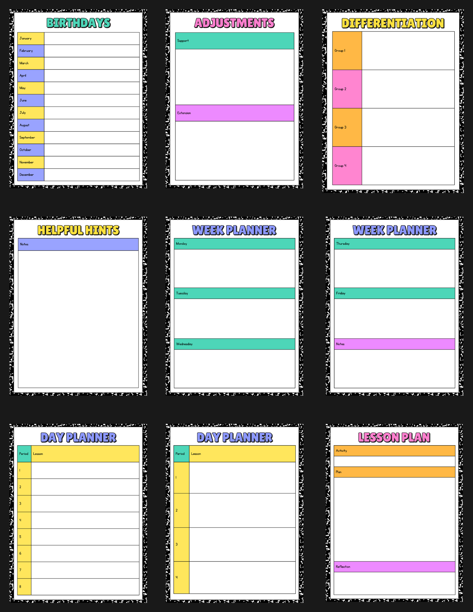 Composition Teacher Planner & Classroom Labels Bundle | 44-Page Printable Teacher Planner | Classroom Organization | Instant Digital Download