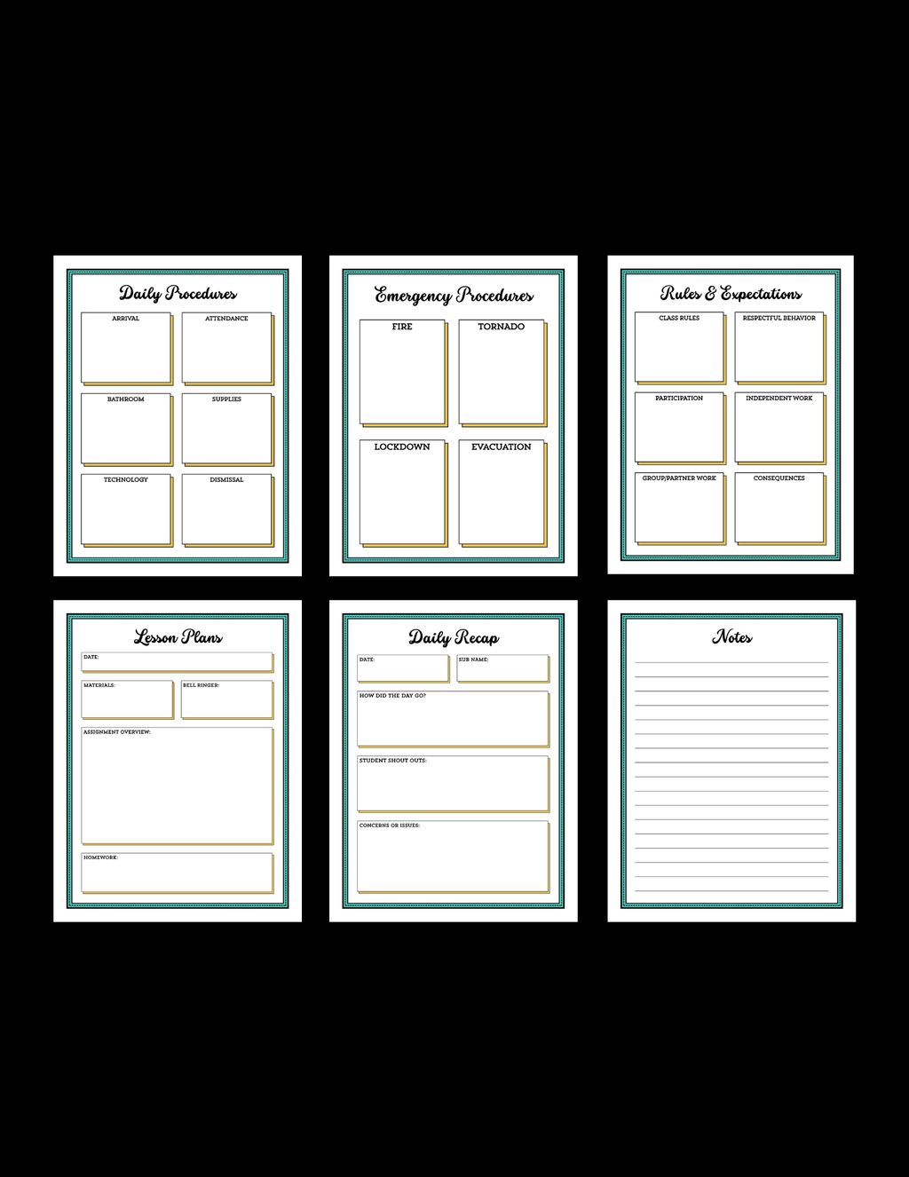 Teacher Planner & Substitute Information Binder | 47-Page Printable Teacher Planner | Editable Classroom Organization Planner | Instant Digital Download