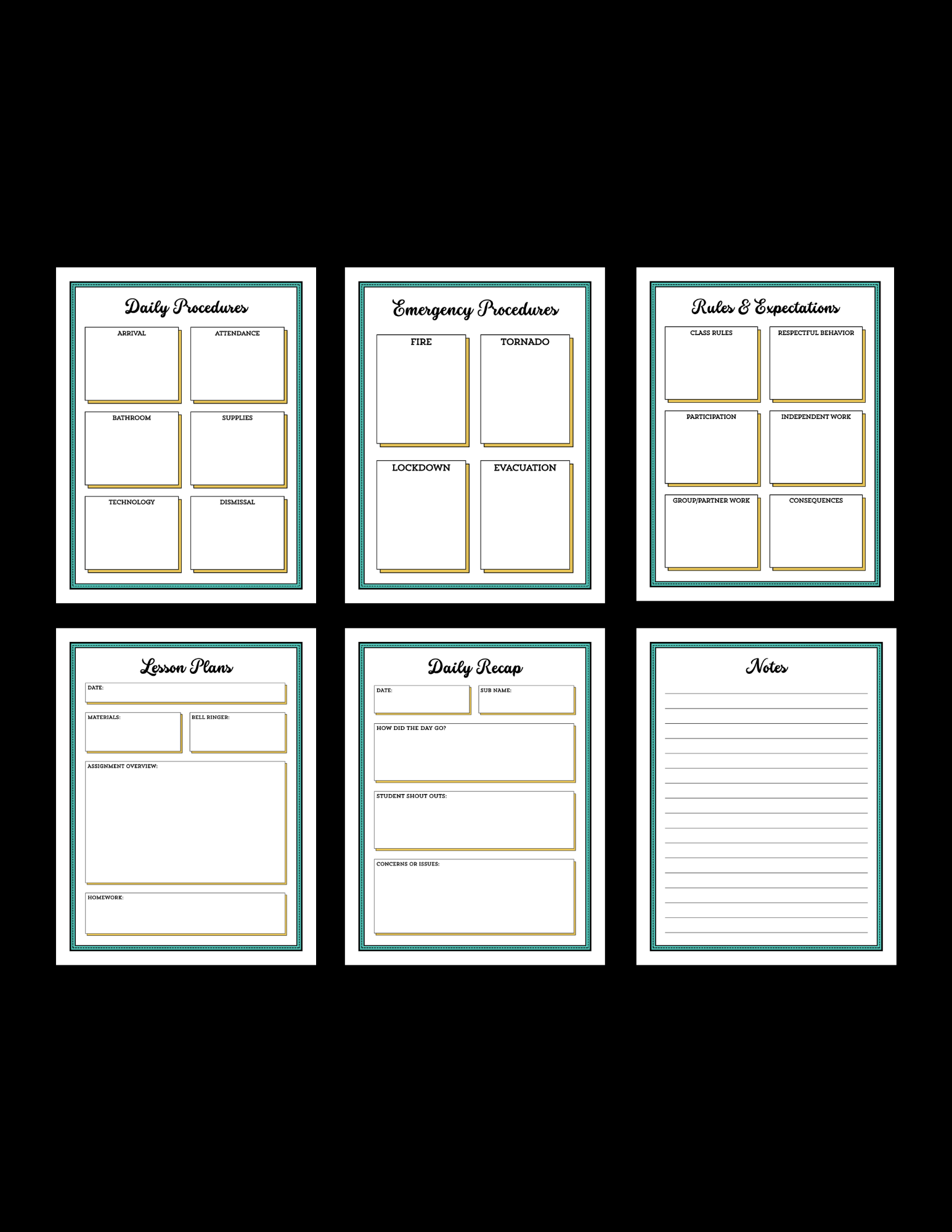 Teacher Planner & Substitute Information Binder | 47-Page Printable Teacher Planner | Editable Classroom Organization Planner | Instant Digital Download