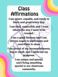 Class Affirmations Poster with Rainbow Accents | Printable Positive Mindset Classroom Decor | Growth Mindset Wall Art | Social Emotional Learning | Teacher Digital Download