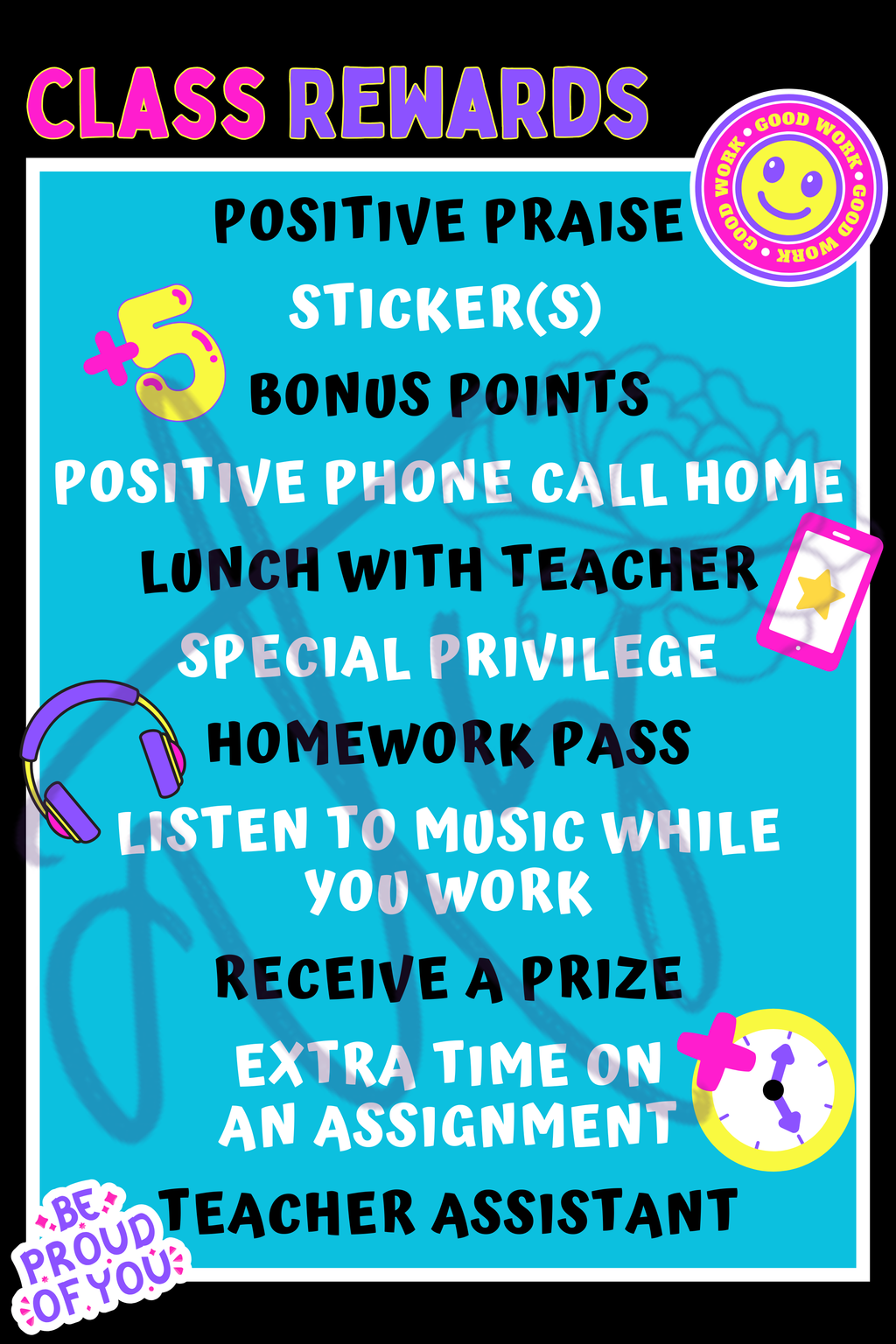 Class Rewards Poster | Printable Classroom Incentives Sign | Positive Behavior Management | Teacher Classroom Decor | Instant Digital Download