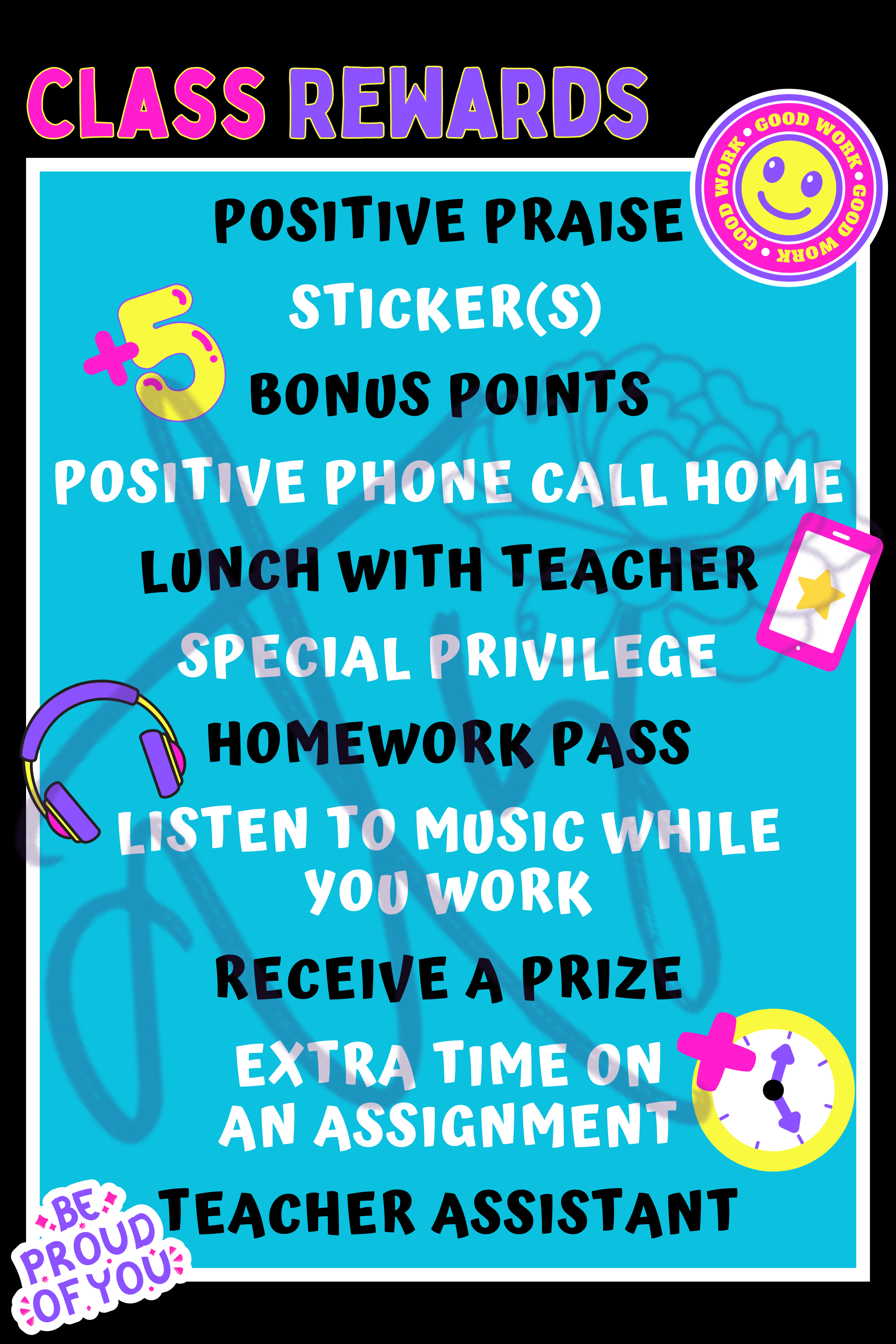 Class Rewards Poster | Printable Classroom Incentives Sign | Positive Behavior Management | Teacher Classroom Decor | Instant Digital Download