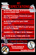 Classroom Expectations Poster | Middle & High School Classroom Rules | Printable Teacher Decor | Instant Digital Download | Red Black Classroom Sign