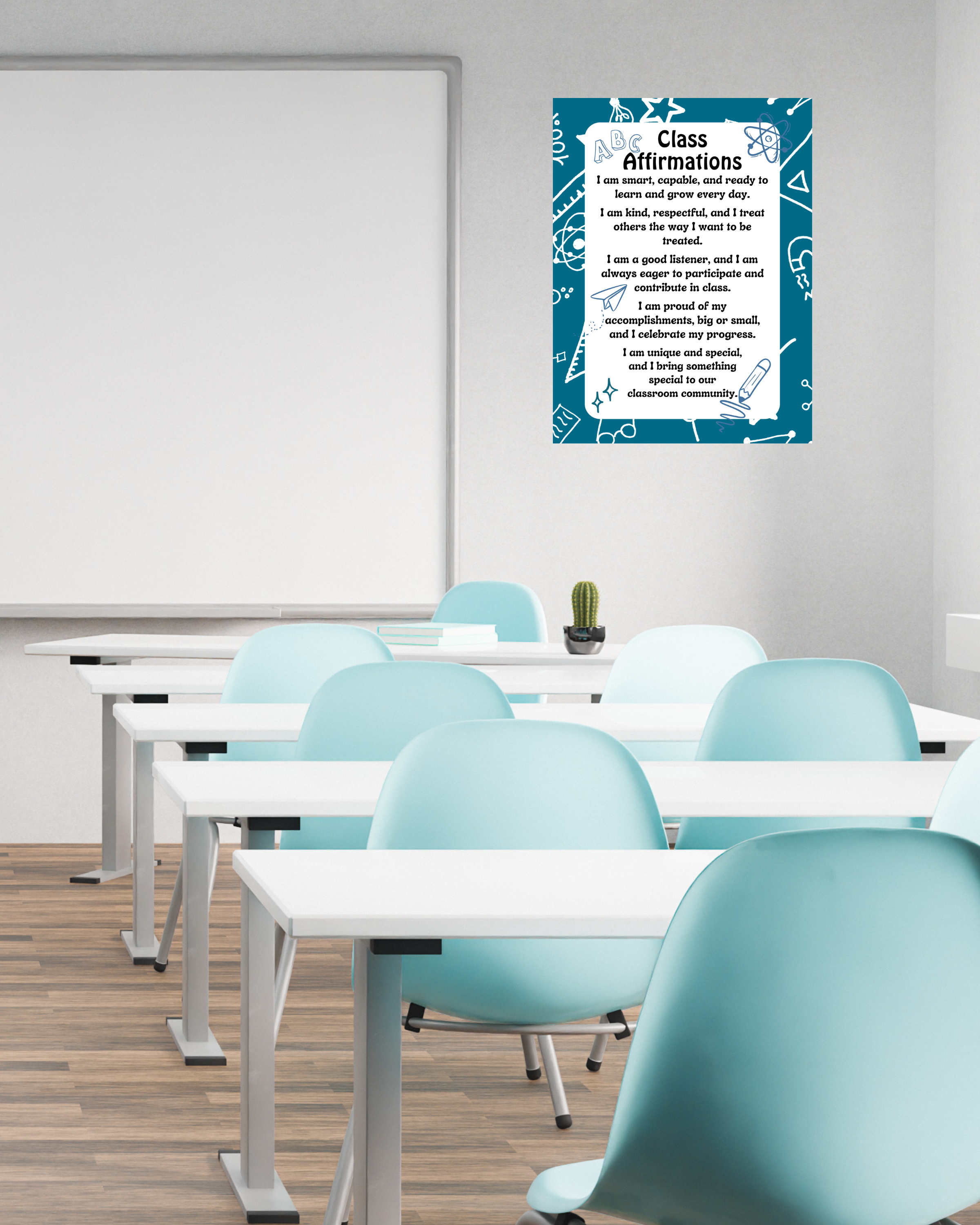 Class Affirmations Poster with Doodle Accents | Printable Positive Mindset Classroom Decor | Growth Mindset Wall Art | Social Emotional Learning | Teacher Digital Download