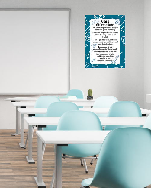 Class Affirmations Poster with Doodle Accents | Printable Positive Mindset Classroom Decor | Growth Mindset Wall Art | Social Emotional Learning | Teacher Digital Download