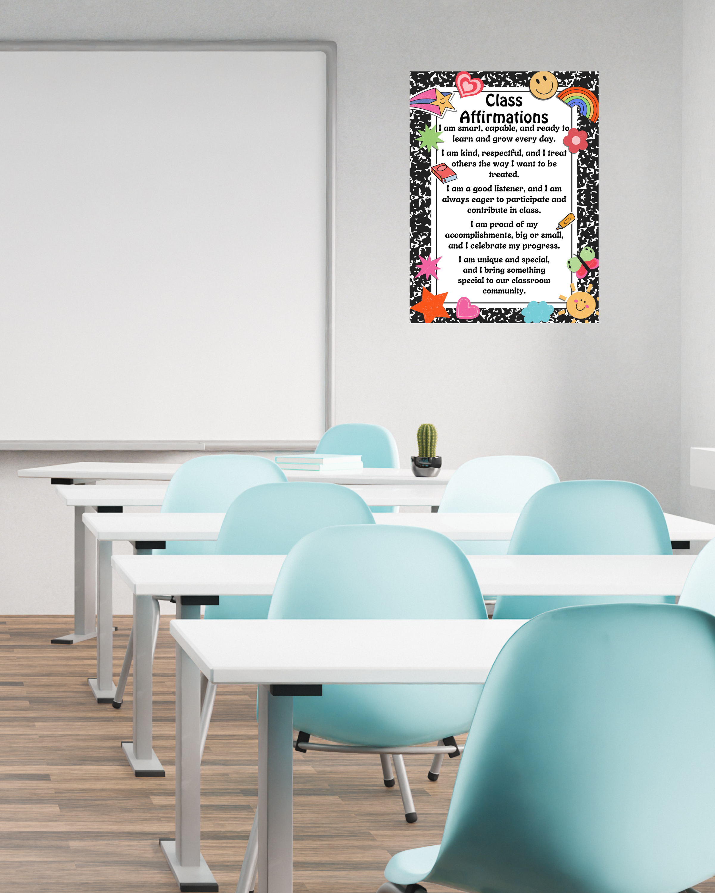 Class Affirmations Poster with Composition Accents | Printable Positive Mindset Classroom Decor | Growth Mindset Wall Art | Social Emotional Learning | Teacher Digital Download