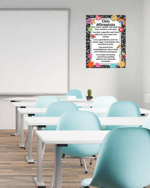 Class Affirmations Poster with Composition Accents | Printable Positive Mindset Classroom Decor | Growth Mindset Wall Art | Social Emotional Learning | Teacher Digital Download