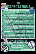 Classroom Expectations Poster | Middle & High School Classroom Rules | Printable Teacher Decor | Instant Digital Download | Green Black Classroom Sign