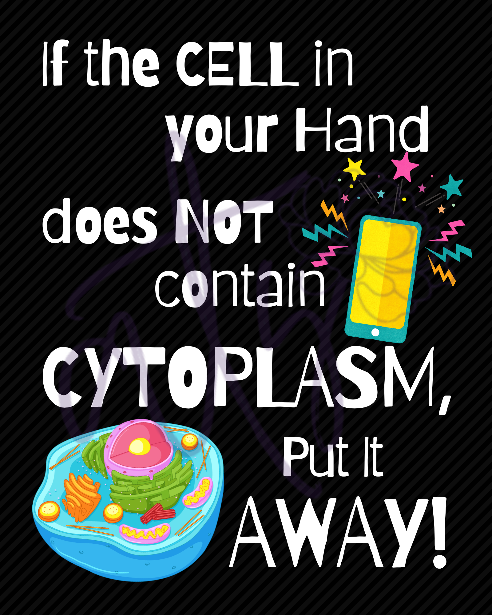 Biology Cell Phone Policy Poster | Funny Science Classroom Decor | "If the CELL in Your Hand Doesn't Contain Cytoplasm" | 9 Designs Printable Posters | Instant Digital Download