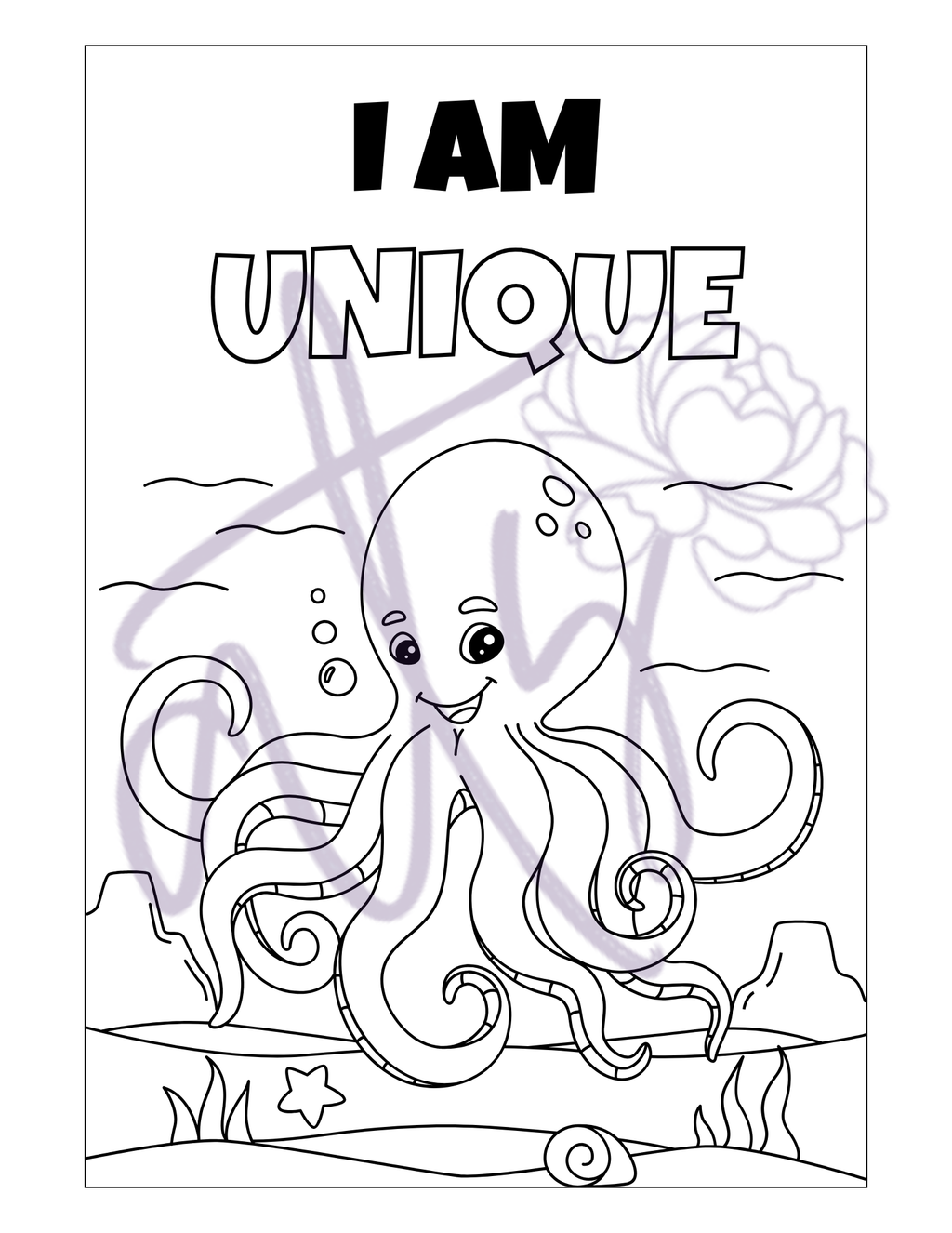 Ocean Positive Affirmations Coloring Book | 50 Printable Kids Coloring Pages | Growth Mindset & SEL Activity | Ocean Animals | Instant Digital Download