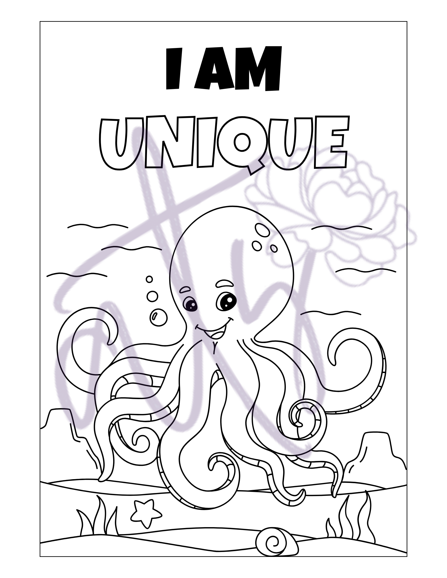 Ocean Positive Affirmations Coloring Book | 50 Printable Kids Coloring Pages | Growth Mindset & SEL Activity | Ocean Animals | Instant Digital Download