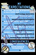 Classroom Expectations Poster | Middle & High School Classroom Rules | Printable Teacher Decor | Instant Digital Download | Light Blue Black Classroom Sign