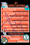 Classroom Expectations Poster | Middle & High School Classroom Rules | Printable Teacher Decor | Instant Digital Download | Orange Black Classroom Sign