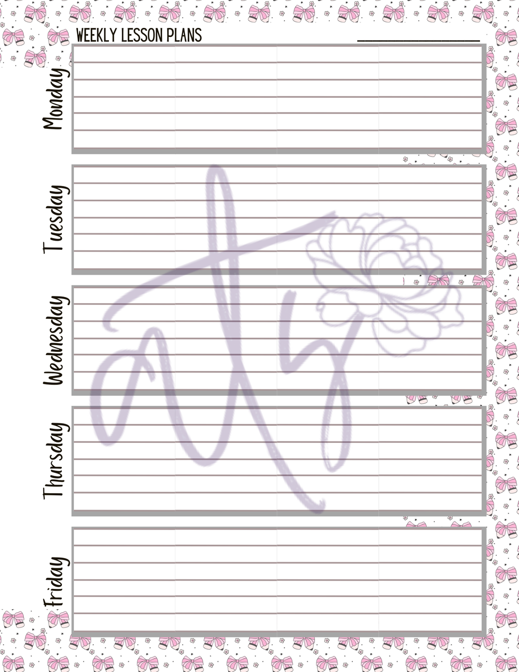 Weekly Lesson Plan Templates | Printable Teacher Lesson Planner Pages | School-Themed Weekly Planning Sheets in 8 Designs | Instant Digital Download
