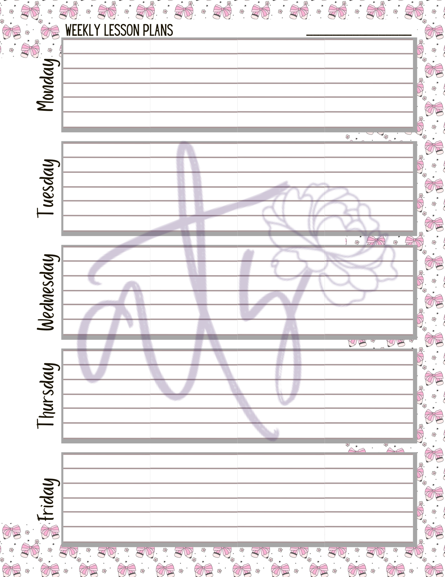 Weekly Lesson Plan Templates | Printable Teacher Lesson Planner Pages | School-Themed Weekly Planning Sheets in 8 Designs | Instant Digital Download