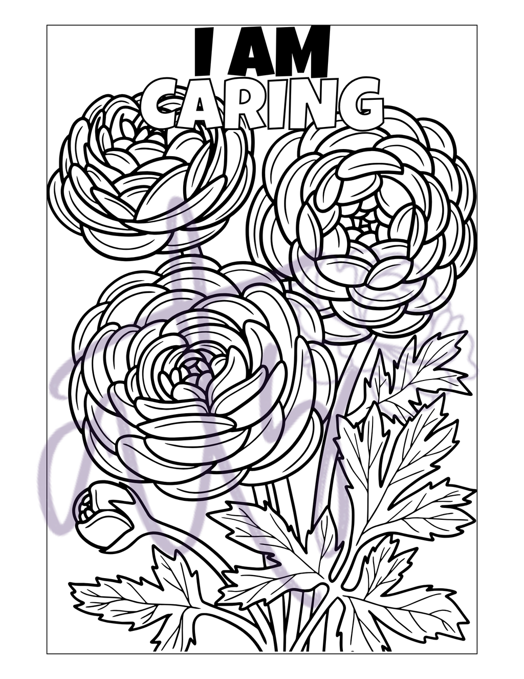 Positive Affirmations Flower Coloring Book | 50 Printable Floral Coloring Pages | Self-Love, Mindfulness & Growth Mindset | Instant Digital Download