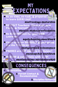 Classroom Expectations Poster | Middle & High School Classroom Rules | Printable Teacher Decor | Instant Digital Download | Light Purple Black Classroom Sign