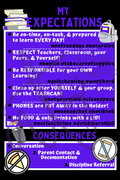 Classroom Expectations Poster | Middle & High School Classroom Rules | Printable Teacher Decor | Instant Digital Download | Purple Black Classroom Sign