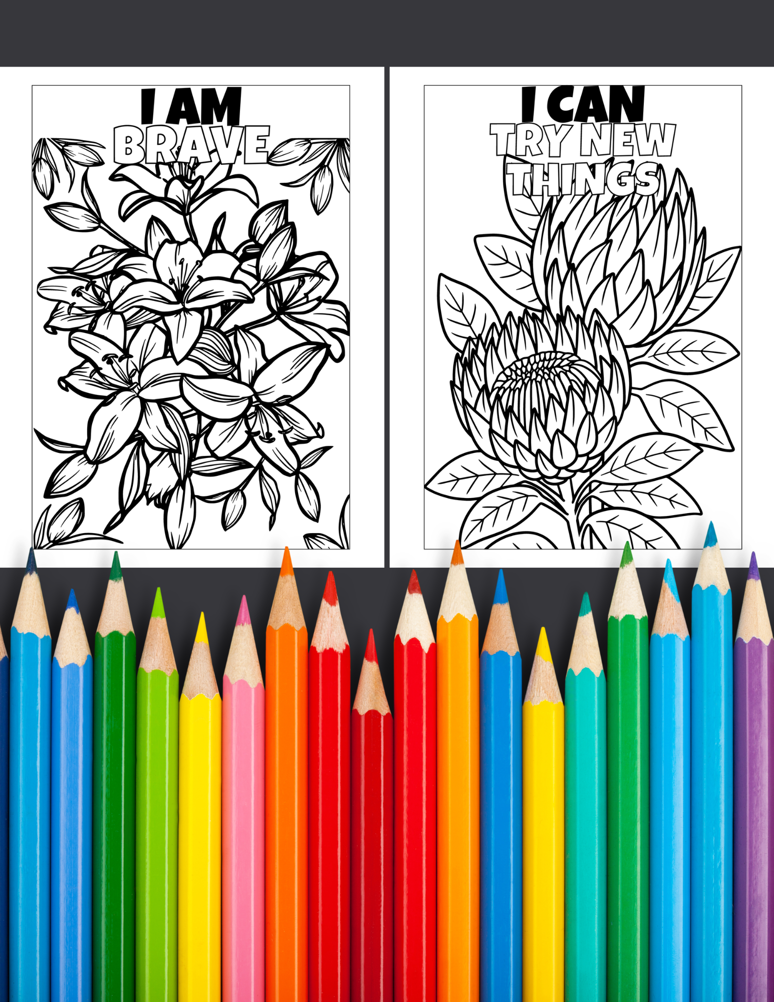 Self-Care & Positive Affirmations Coloring Book Bundle | 100 Printable Coloring Pages | Mindfulness, Self-Love & Stress Relief | Instant Digital Download