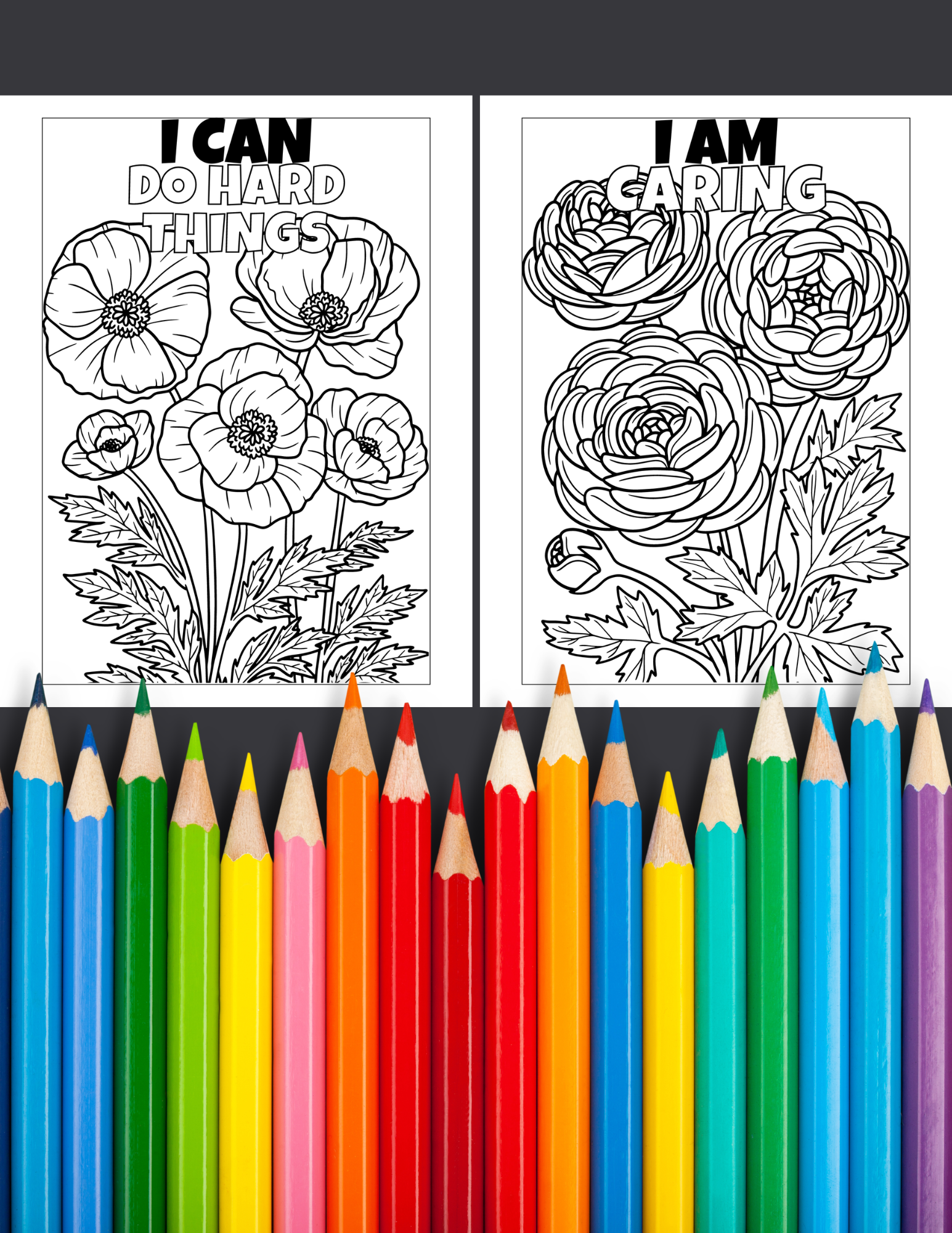 Self-Care & Positive Affirmations Coloring Book Bundle | 100 Printable Coloring Pages | Mindfulness, Self-Love & Stress Relief | Instant Digital Download