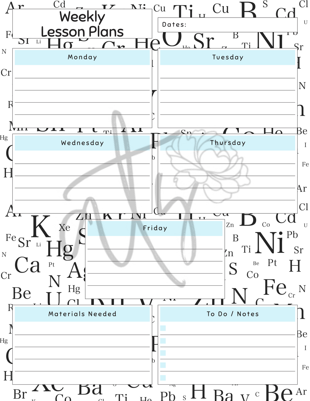 Science Weekly Lesson Plan Template | Printable Science Teacher Planner | 10 Science-Themed Designs | Weekly Lesson Planning | Instant Digital Download