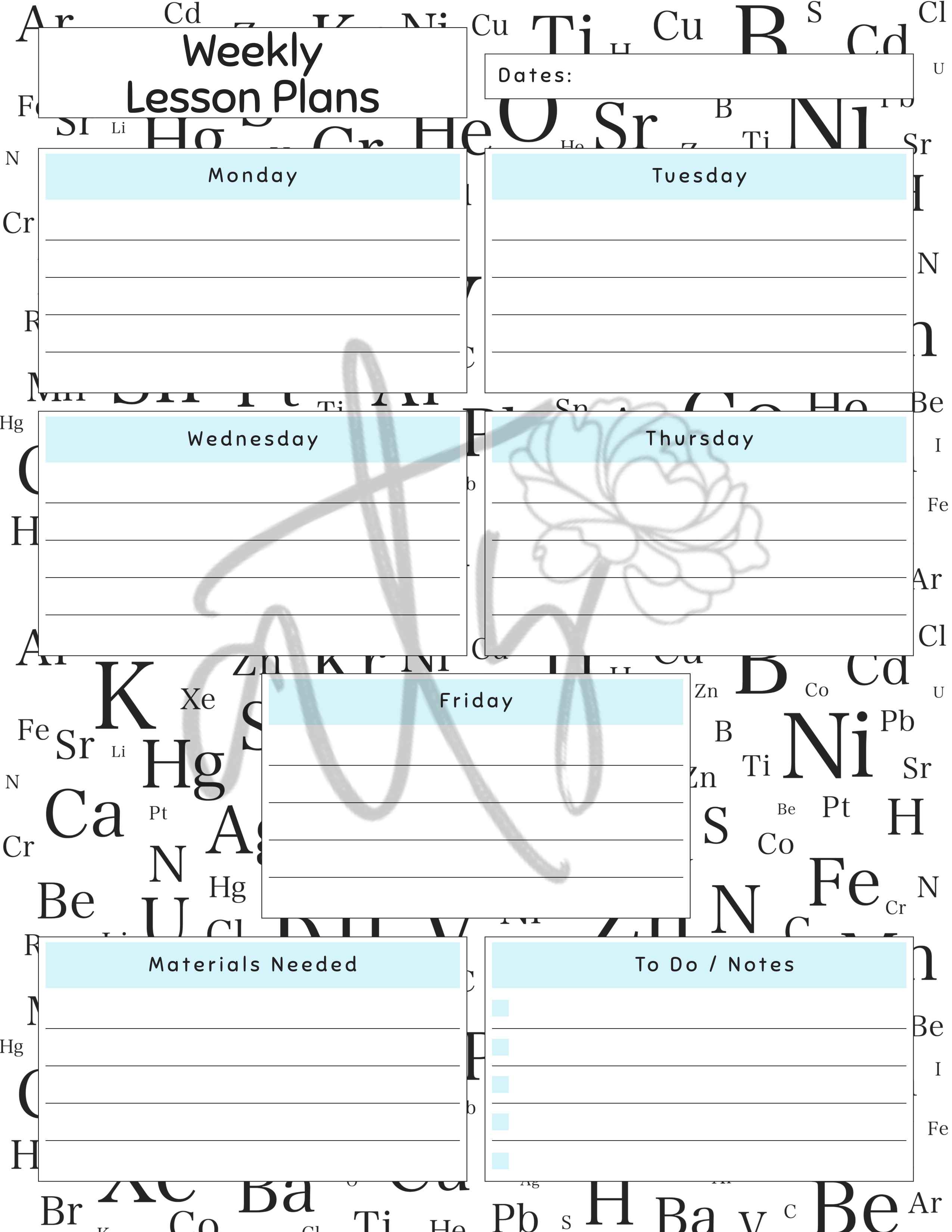 Science Weekly Lesson Plan Template | Printable Science Teacher Planner | 10 Science-Themed Designs | Weekly Lesson Planning | Instant Digital Download