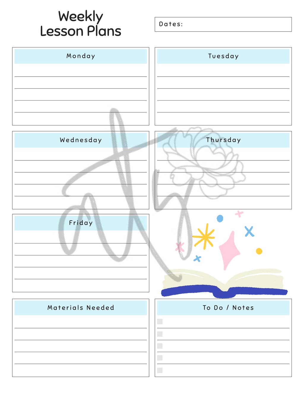 English Language Arts Weekly Lesson Plan Template | Printable Teacher Planner | 8 Classroom-Themed Designs | Monday–Friday Lesson Planning | Instant Digital Download