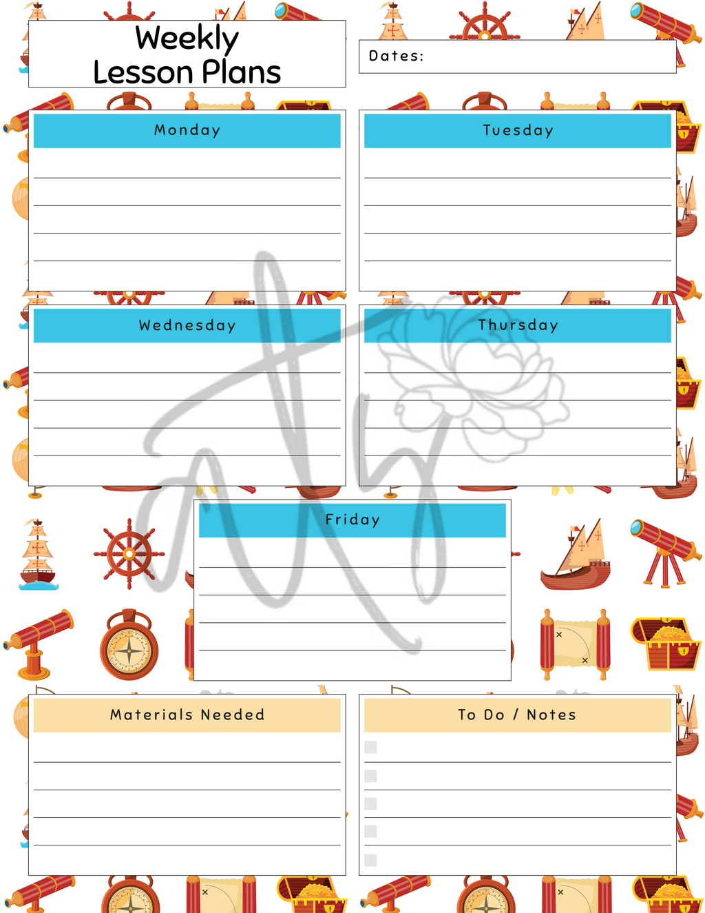 Social Studies & History Weekly Lesson Plan Template | Printable Teacher Planner | 8 History-Themed Designs | Weekly Lesson Planning | Instant Digital Download