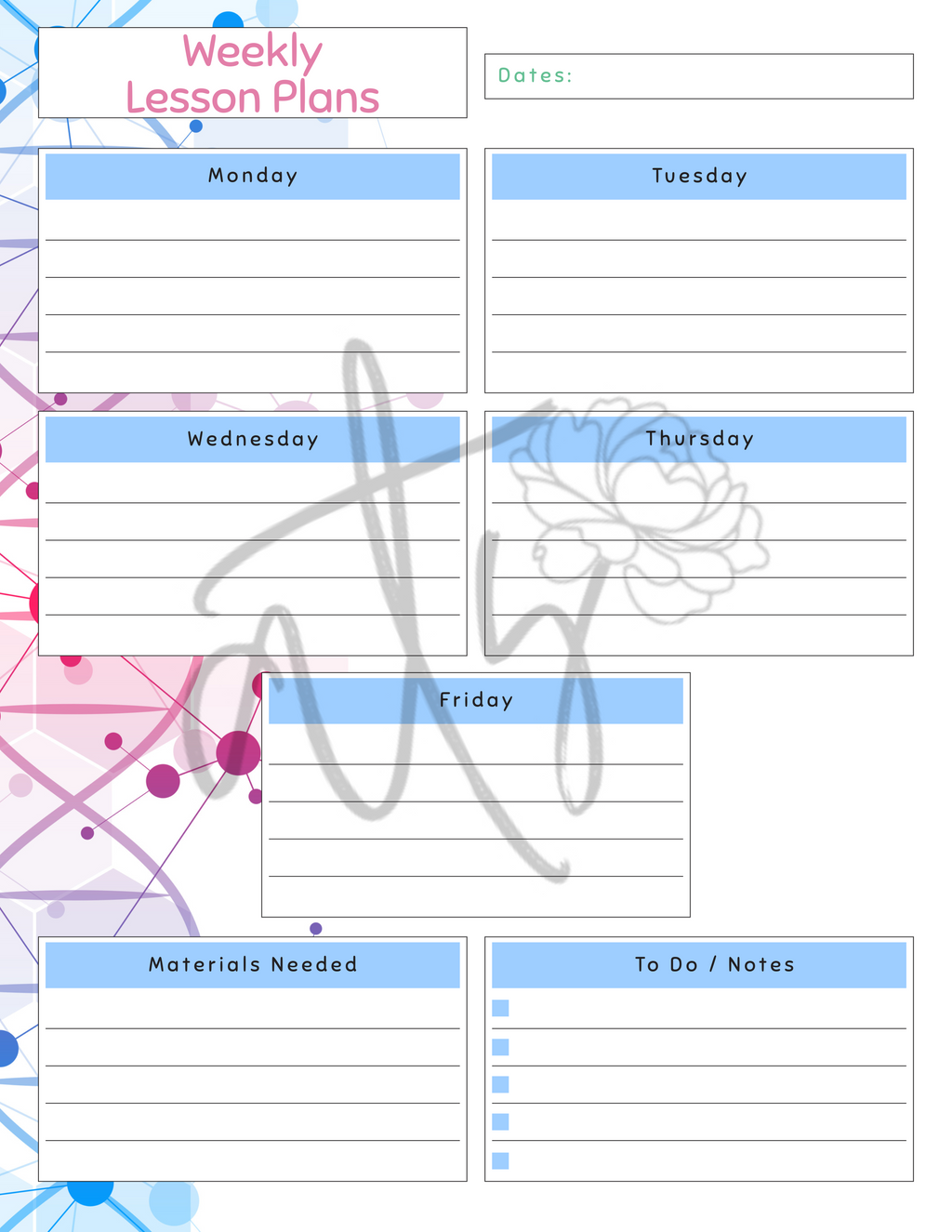 Science Weekly Lesson Plan Template | Printable Science Teacher Planner | 10 Science-Themed Designs | Weekly Lesson Planning | Instant Digital Download