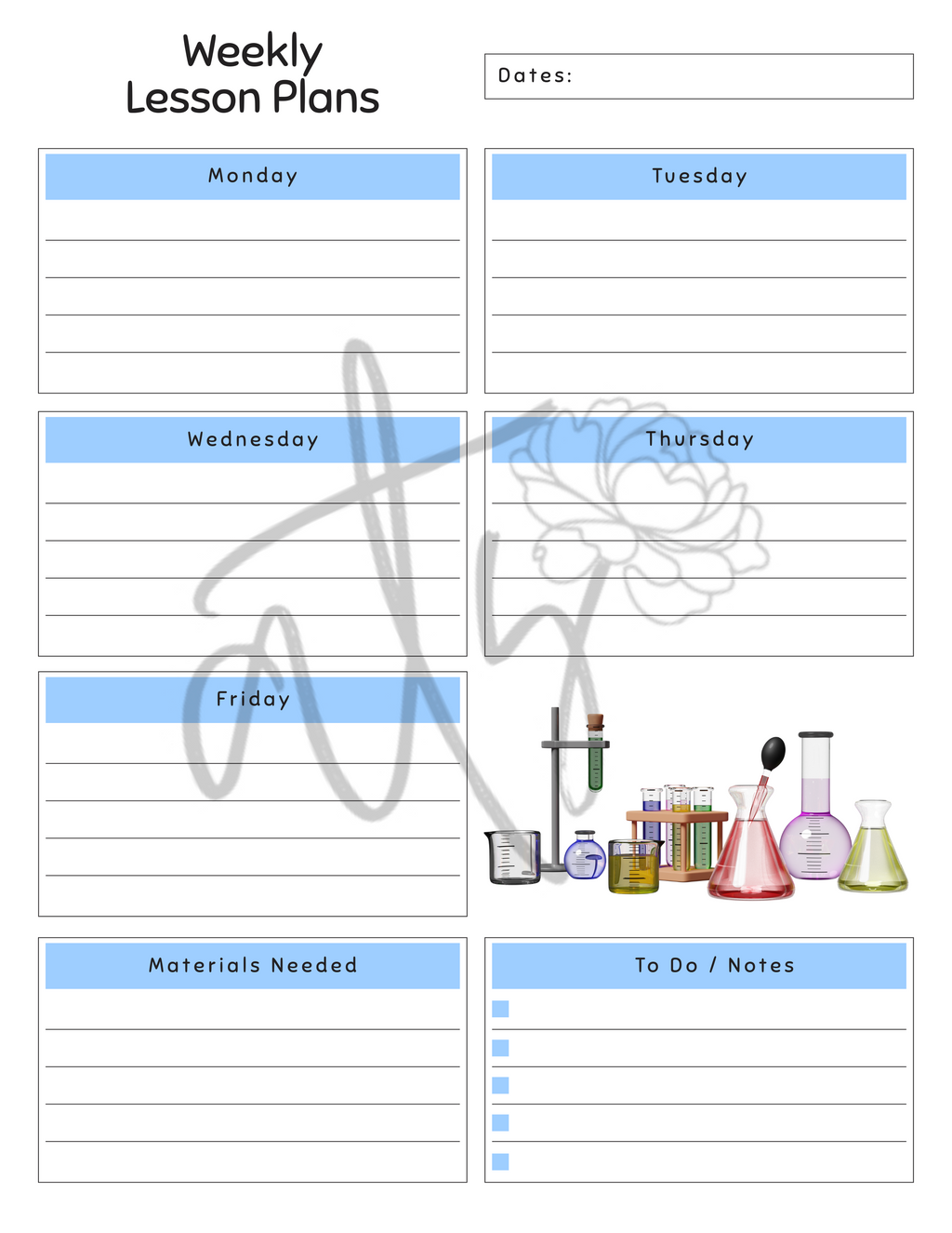 Science Weekly Lesson Plan Template | Printable Science Teacher Planner | 10 Science-Themed Designs | Weekly Lesson Planning | Instant Digital Download