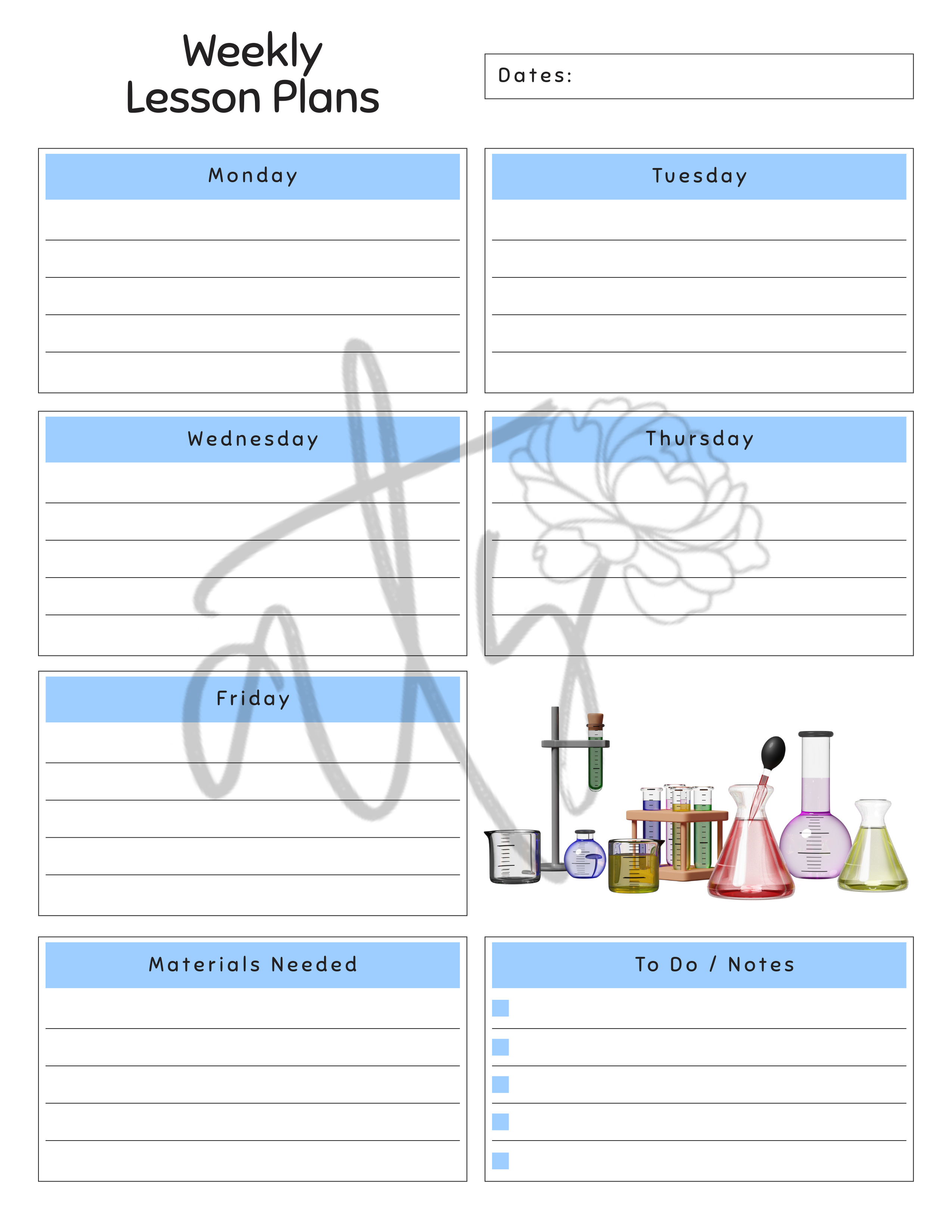 Science Weekly Lesson Plan Template | Printable Science Teacher Planner | 10 Science-Themed Designs | Weekly Lesson Planning | Instant Digital Download