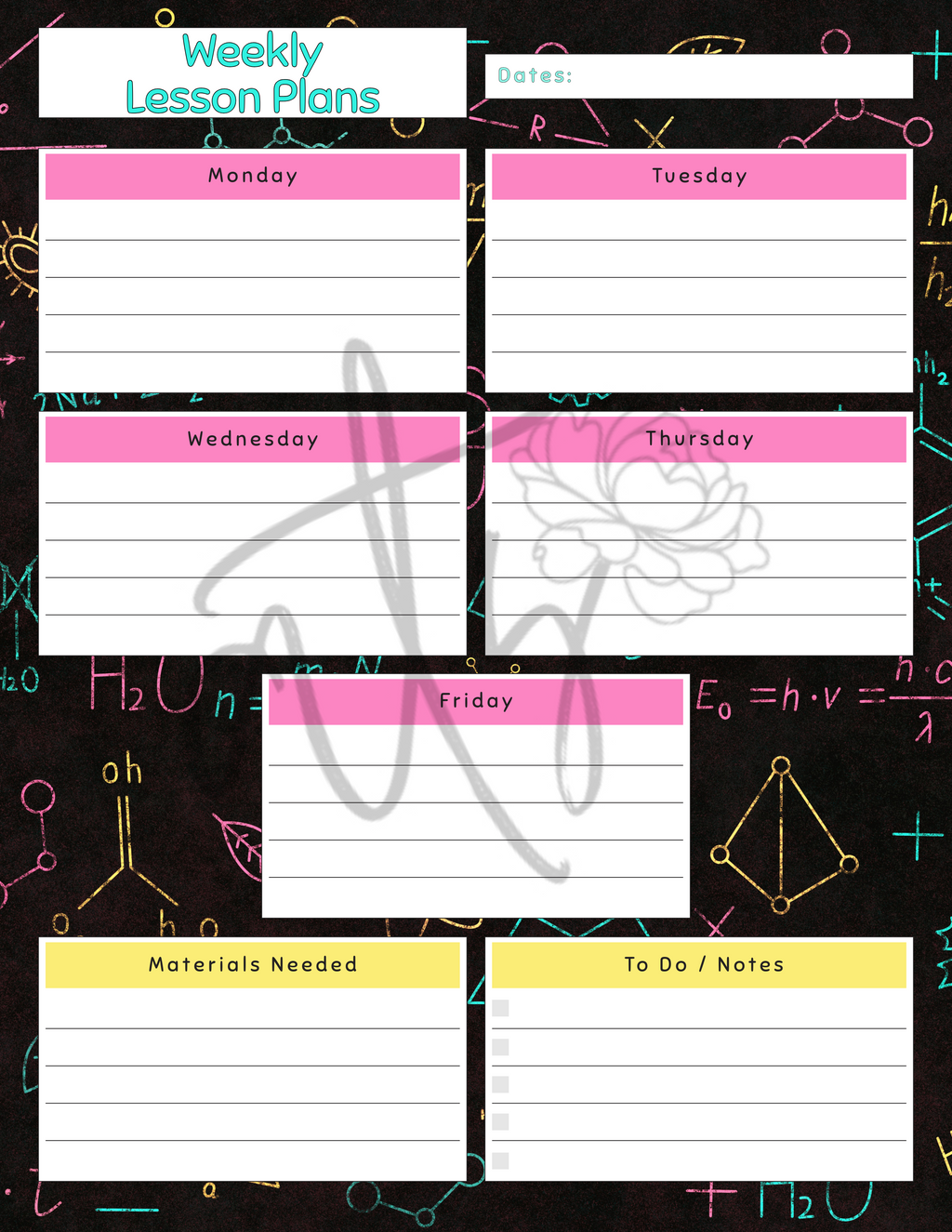 Science Weekly Lesson Plan Template | Printable Science Teacher Planner | 10 Science-Themed Designs | Weekly Lesson Planning | Instant Digital Download