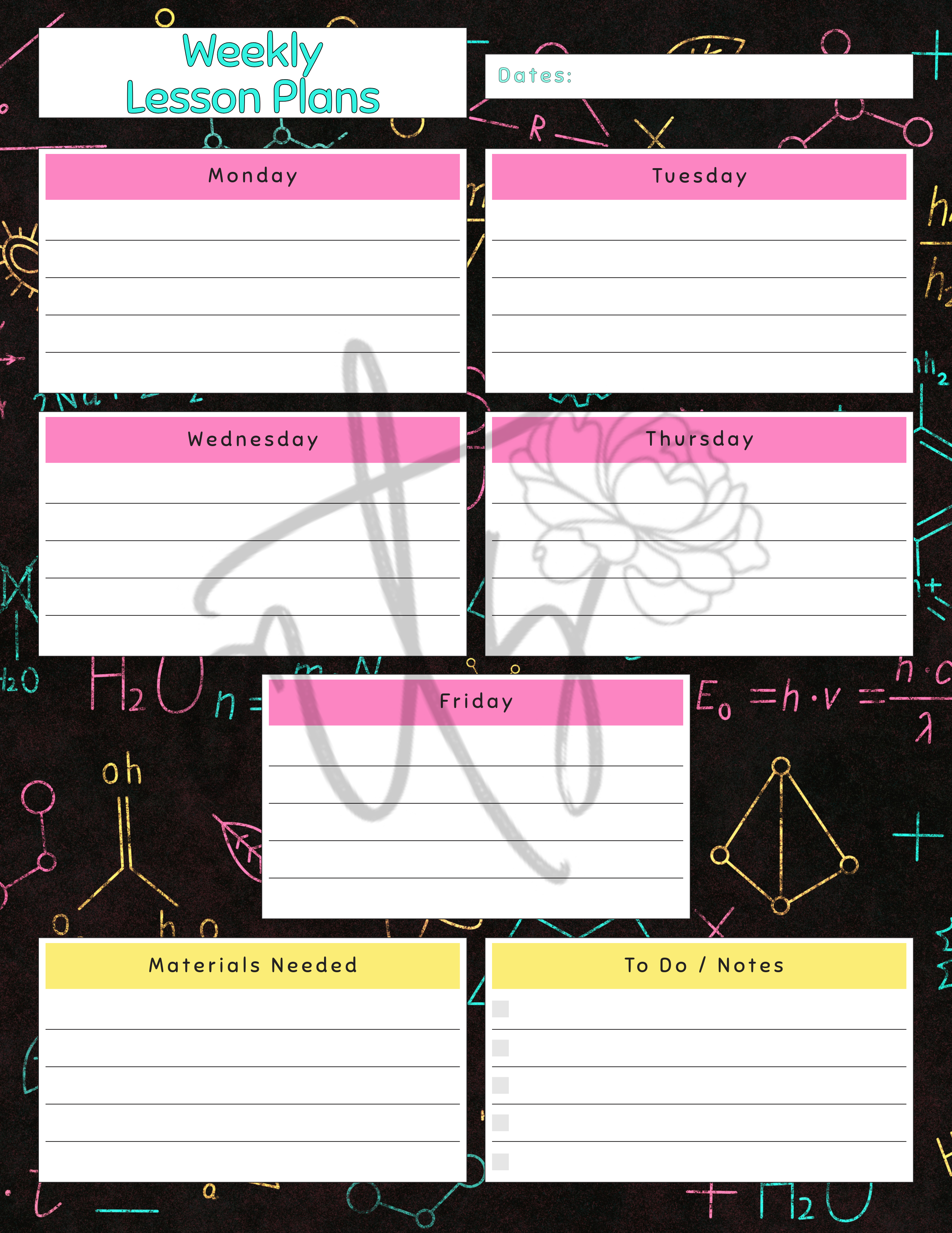 Science Weekly Lesson Plan Template | Printable Science Teacher Planner | 10 Science-Themed Designs | Weekly Lesson Planning | Instant Digital Download