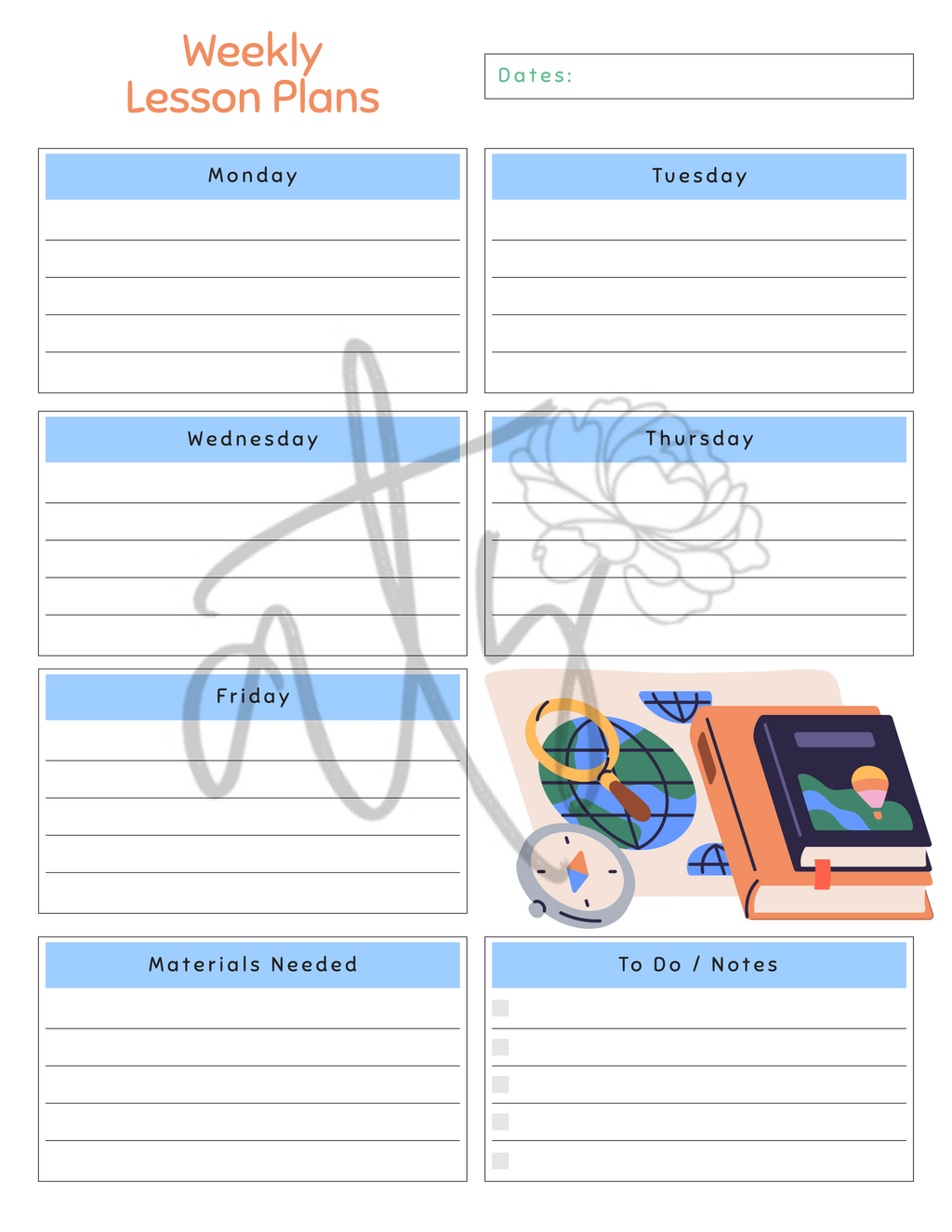 Social Studies & History Weekly Lesson Plan Template | Printable Teacher Planner | 8 History-Themed Designs | Weekly Lesson Planning | Instant Digital Download