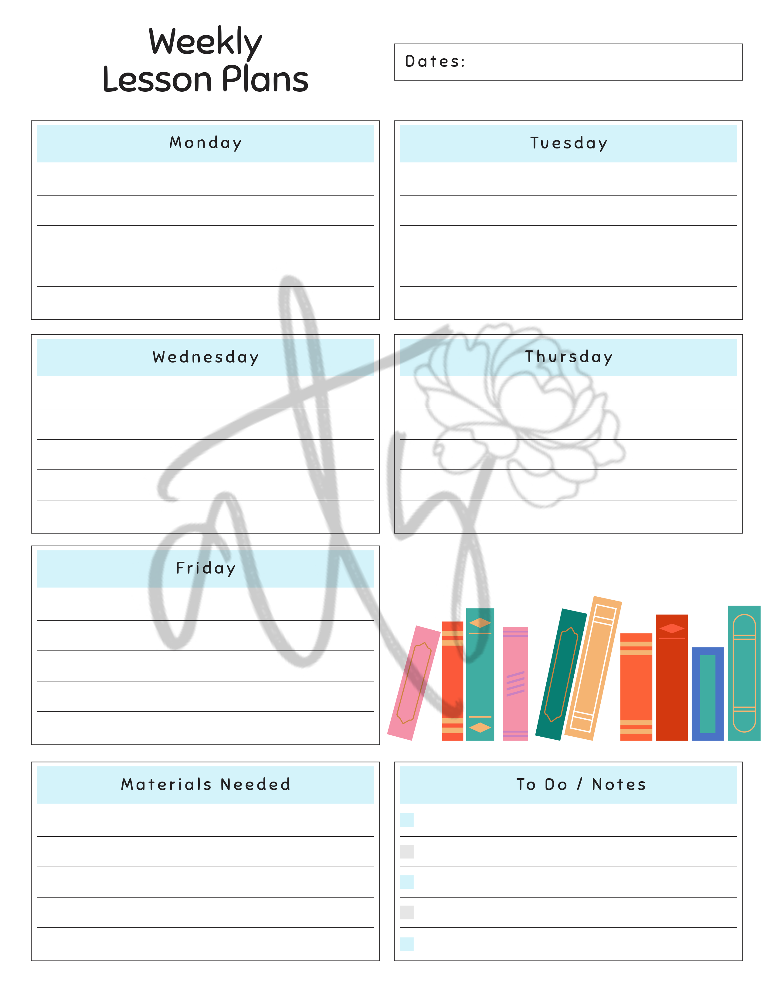English Language Arts Weekly Lesson Plan Template | Printable Teacher Planner | 8 Classroom-Themed Designs | Monday–Friday Lesson Planning | Instant Digital Download