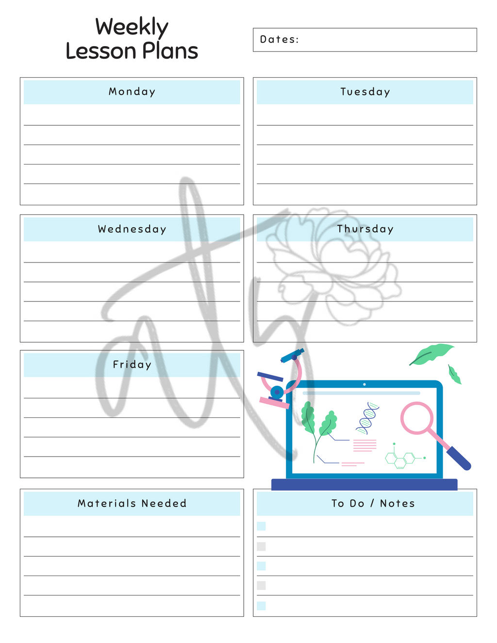 Science Weekly Lesson Plan Template | Printable Science Teacher Planner | 10 Science-Themed Designs | Weekly Lesson Planning | Instant Digital Download