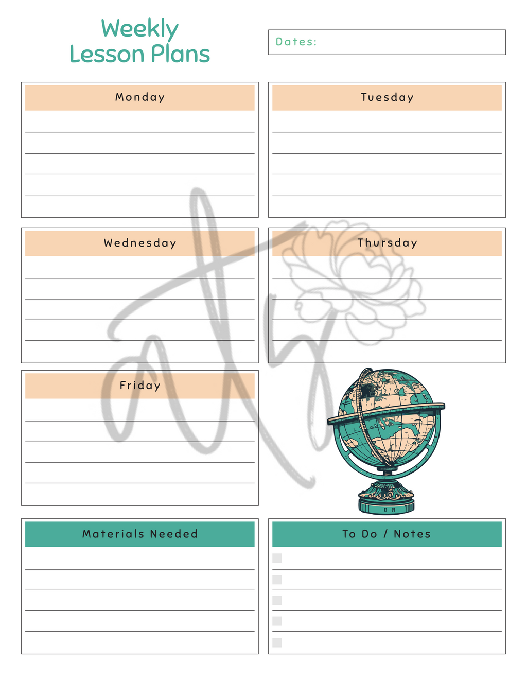 Social Studies & History Weekly Lesson Plan Template | Printable Teacher Planner | 8 History-Themed Designs | Weekly Lesson Planning | Instant Digital Download