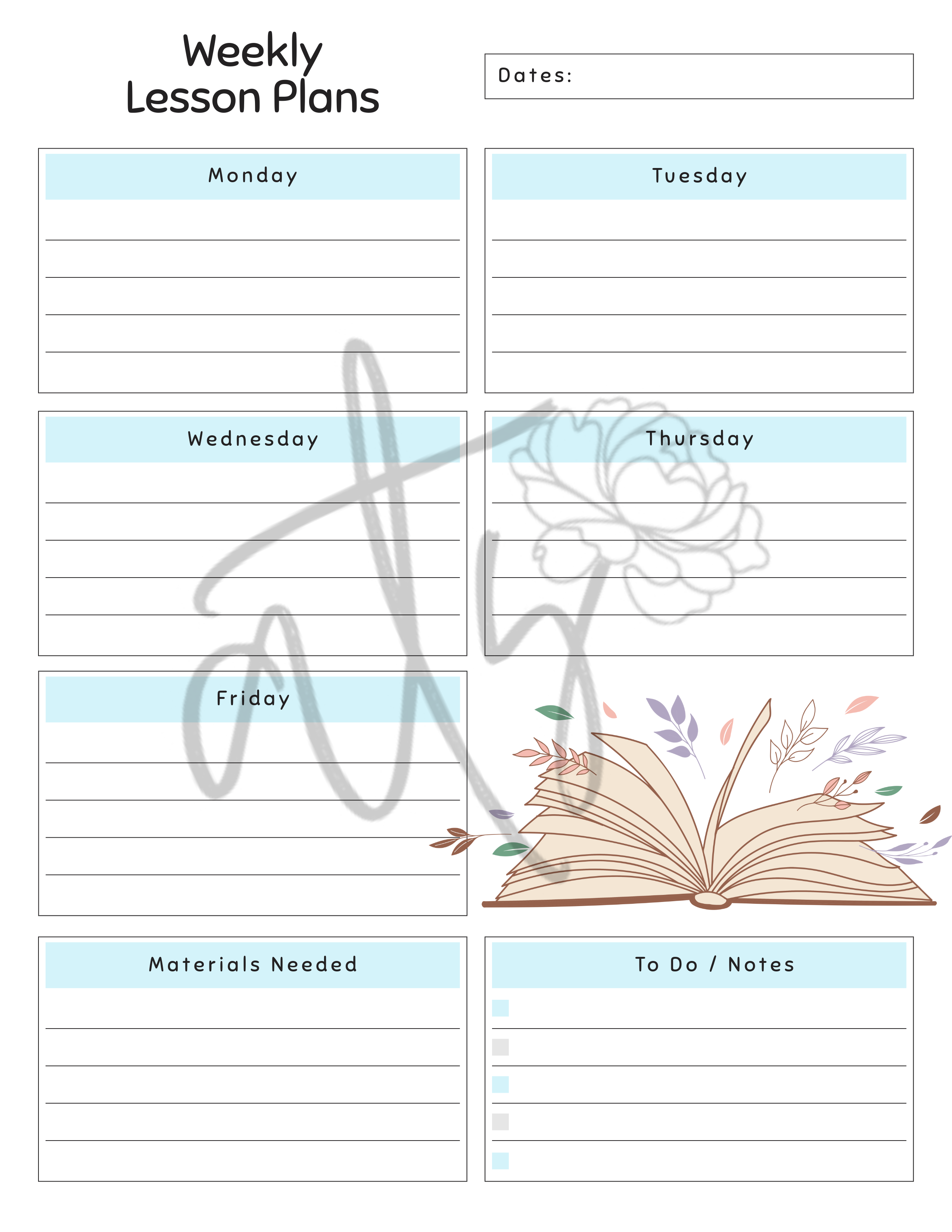 English Language Arts Weekly Lesson Plan Template | Printable Teacher Planner | 8 Classroom-Themed Designs | Monday–Friday Lesson Planning | Instant Digital Download