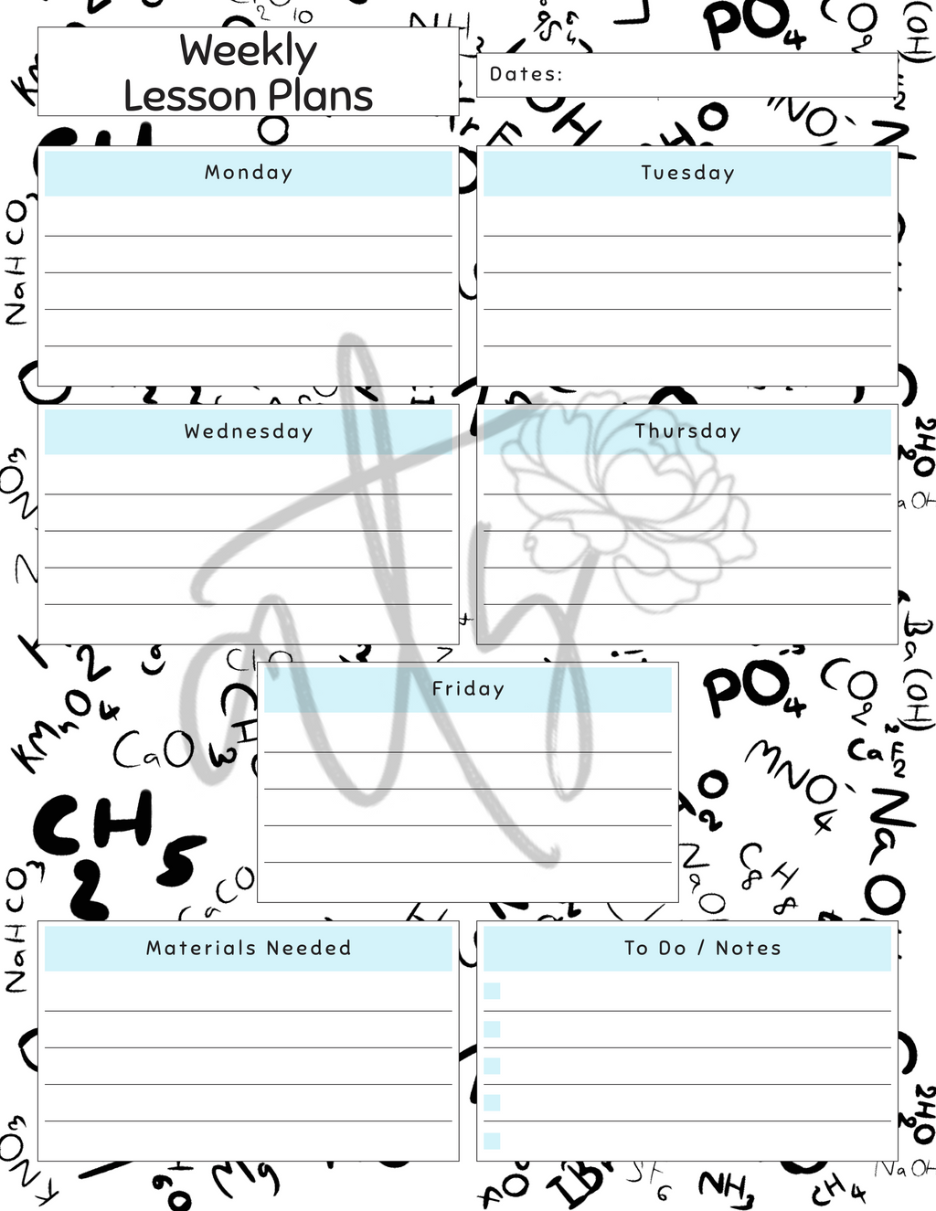 Science Weekly Lesson Plan Template | Printable Science Teacher Planner | 10 Science-Themed Designs | Weekly Lesson Planning | Instant Digital Download
