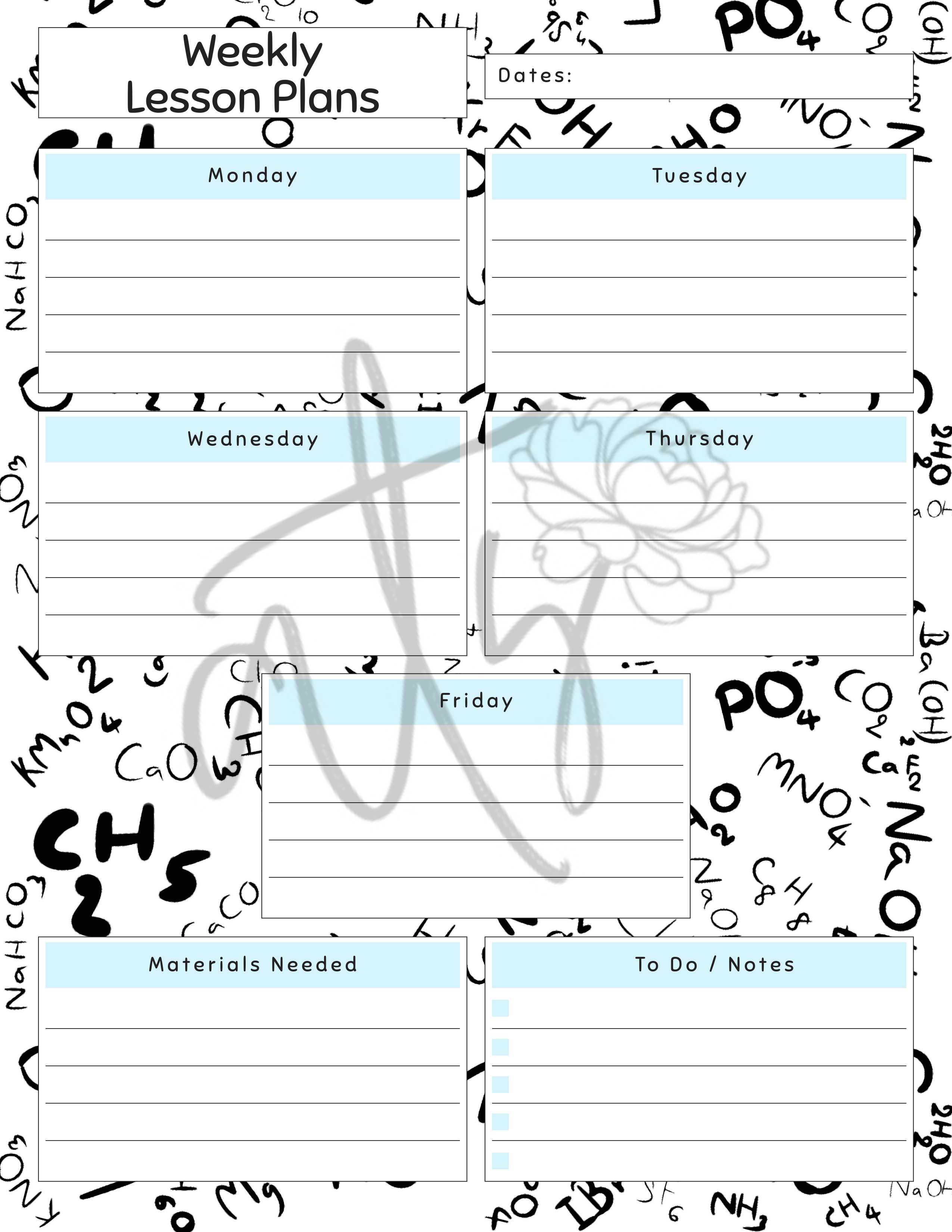 Science Weekly Lesson Plan Template | Printable Science Teacher Planner | 10 Science-Themed Designs | Weekly Lesson Planning | Instant Digital Download