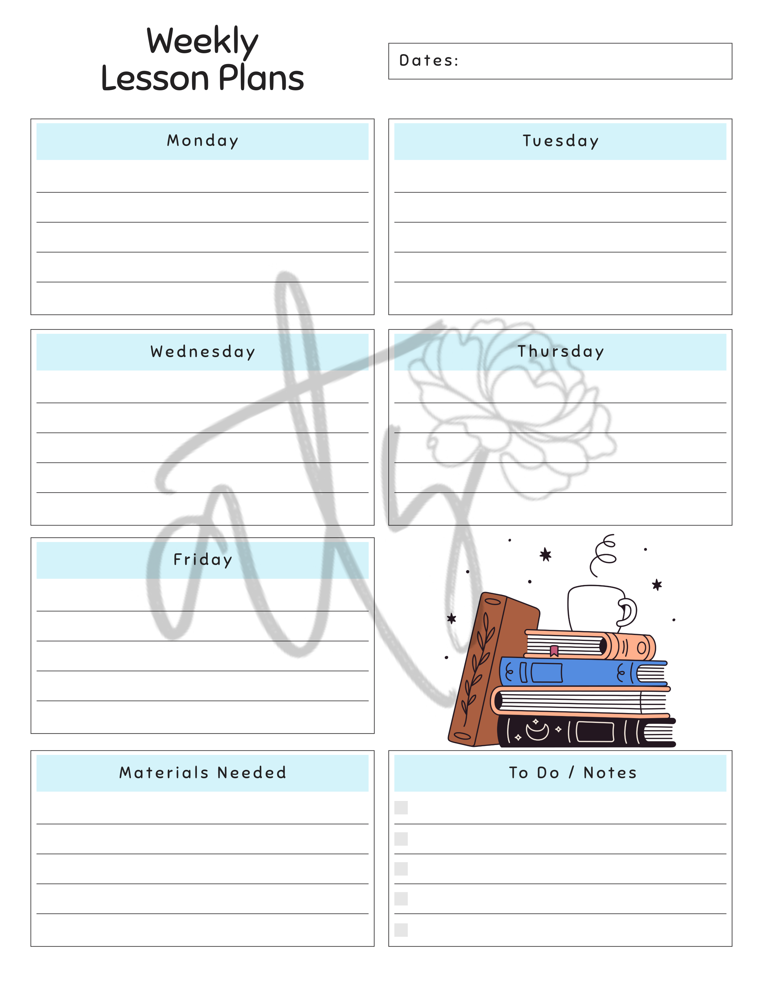 English Language Arts Weekly Lesson Plan Template | Printable Teacher Planner | 8 Classroom-Themed Designs | Monday–Friday Lesson Planning | Instant Digital Download