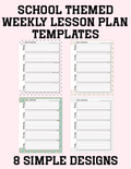 Weekly Lesson Plan Templates | Printable Teacher Lesson Planner Pages | School-Themed Weekly Planning Sheets in 8 Designs | Instant Digital Download