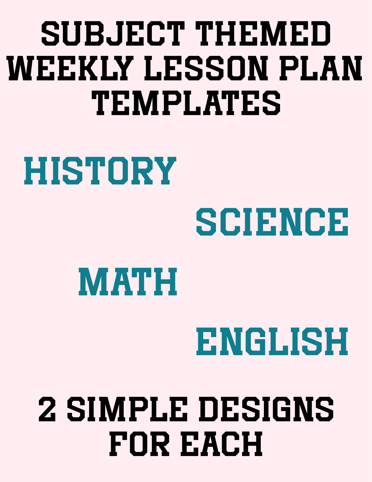 Simple Weekly Lesson Plan Template | Printable Teacher Planner | Choose Your Subject | History, ELA, Math or Science | Instant Digital Download